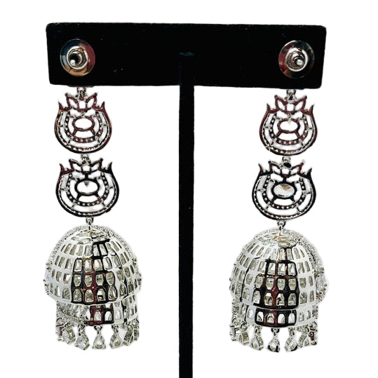 Fancy American Diamond Silver Earrings