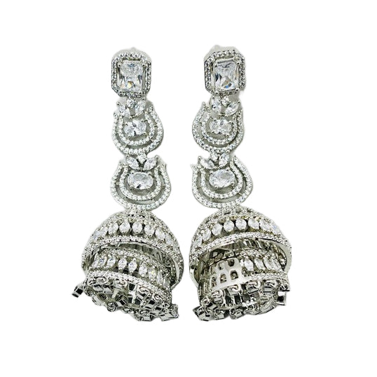 Fancy American Diamond Silver Earrings