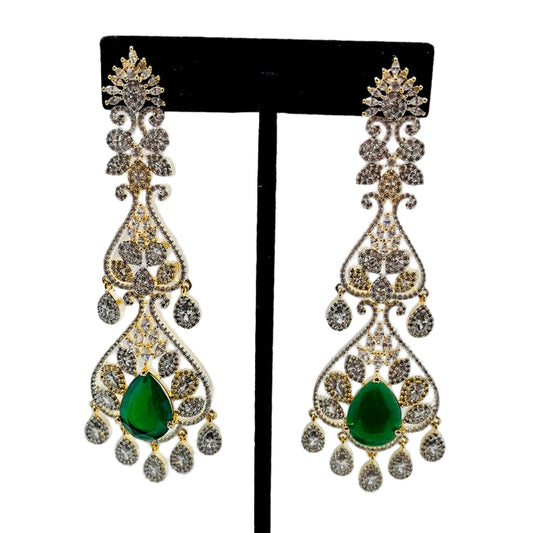 Green Emerald Gold Earrings