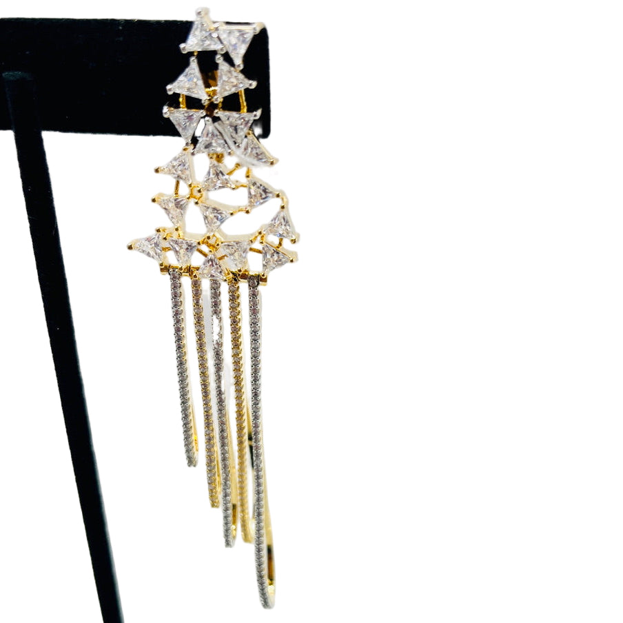 Fancy Gold Geometric Rhinestone Earrings