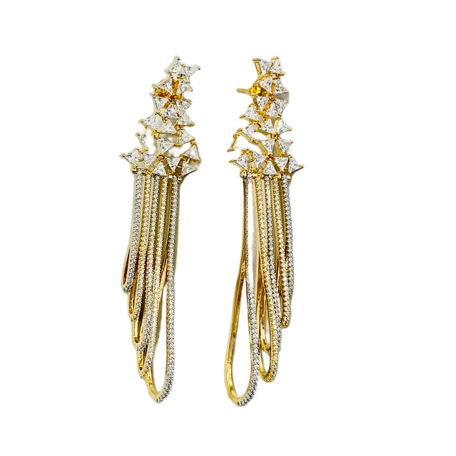 Fancy Gold Geometric Rhinestone Earrings