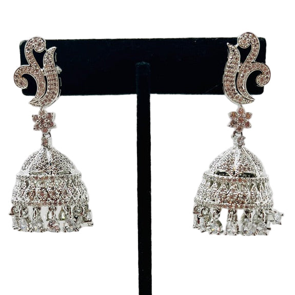 Fancy Silver and Kundan Jhumki Earrings