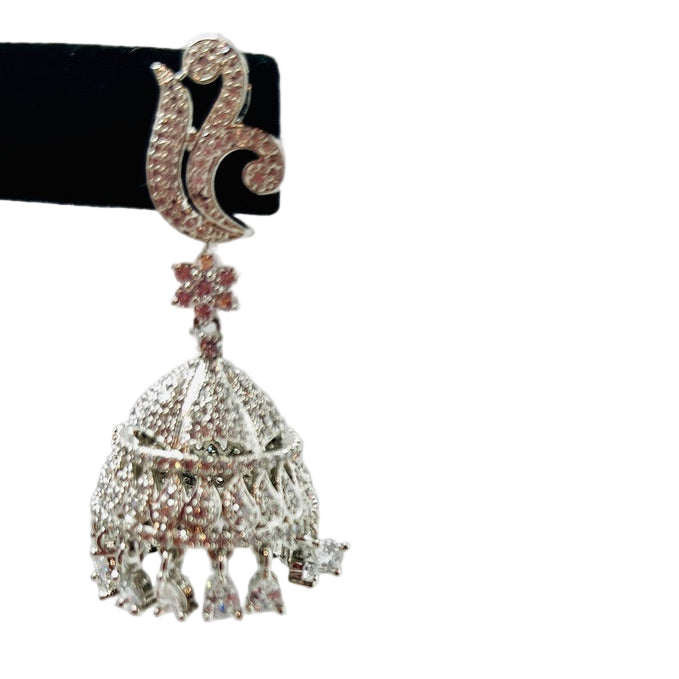 Fancy Silver and Kundan Jhumki Earrings