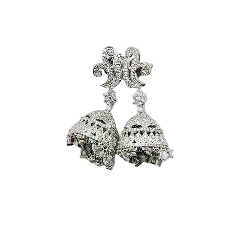 Fancy Silver and Kundan Jhumki Earrings