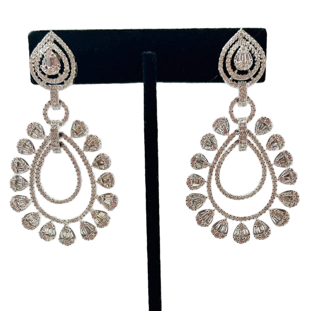 Silver Rhinestone and Kundan Earrings