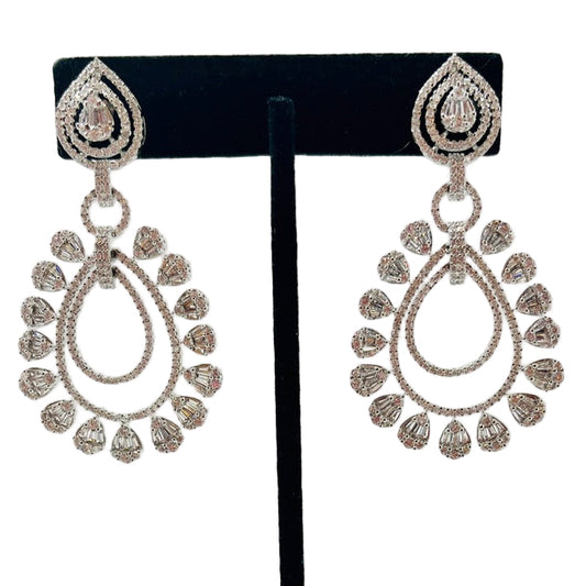 Silver Rhinestone and Kundan Earrings