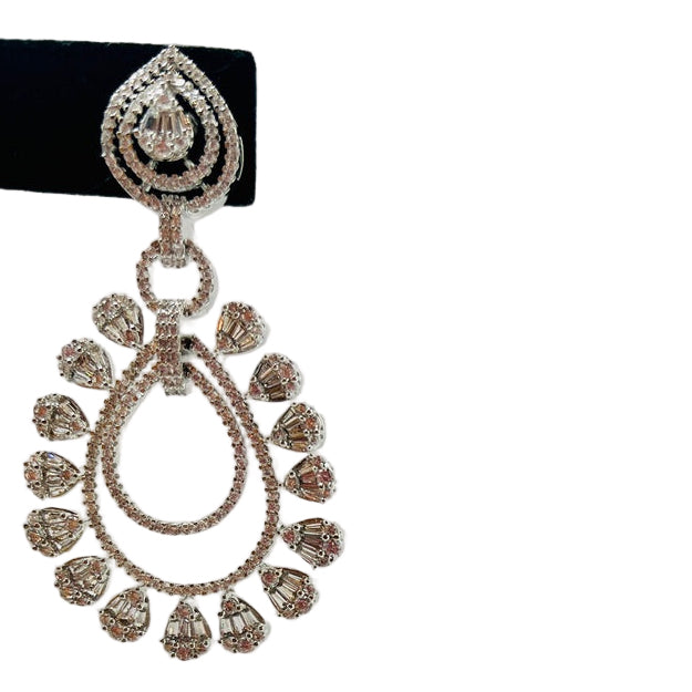 Silver Rhinestone and Kundan Earrings