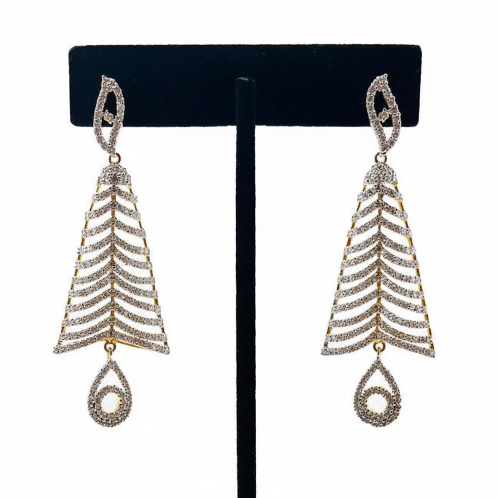 Gold Rhinestone Geometric Earrings