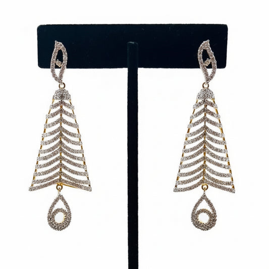 Gold Rhinestone Geometric Earrings