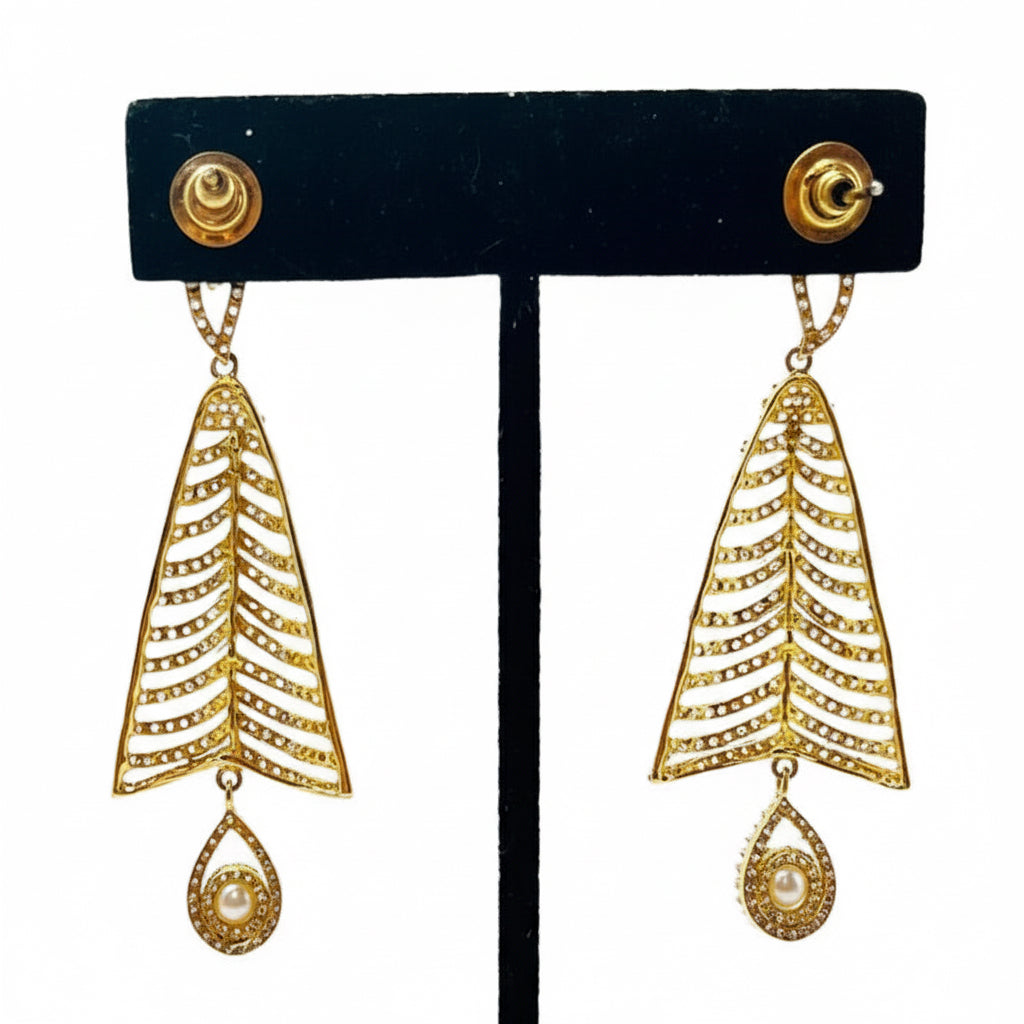 Gold Rhinestone Geometric Earrings