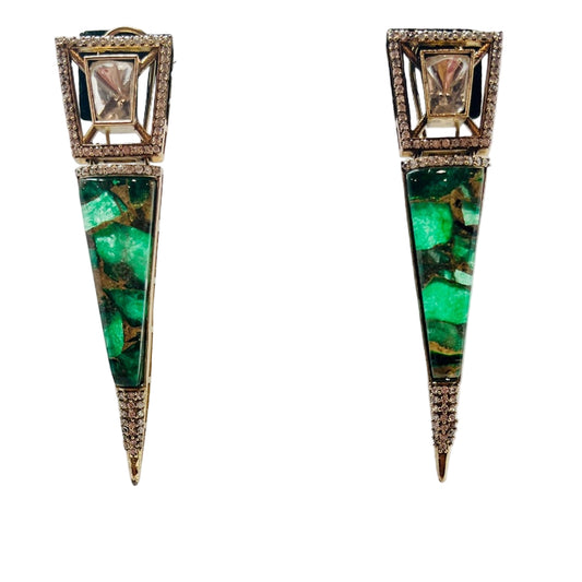 Fancy Gold & Green Earrings