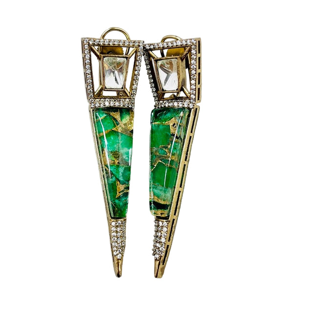 Fancy Gold & Green Earrings