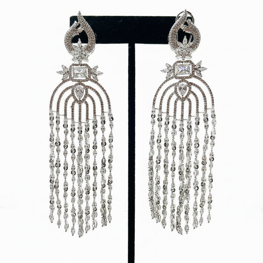 Fancy Silver Rhinestone Earrings