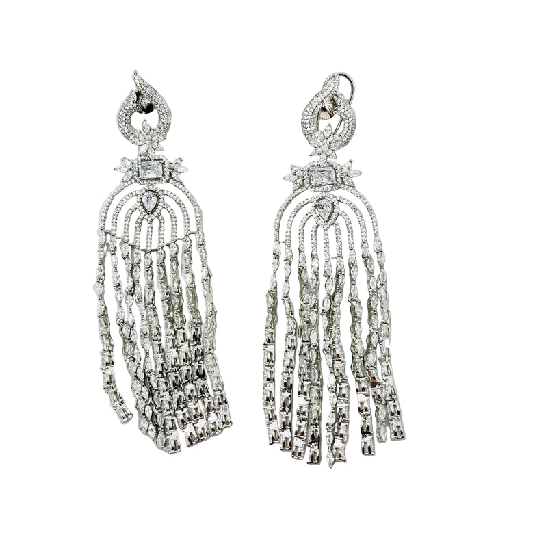 Fancy Silver Rhinestone Earrings