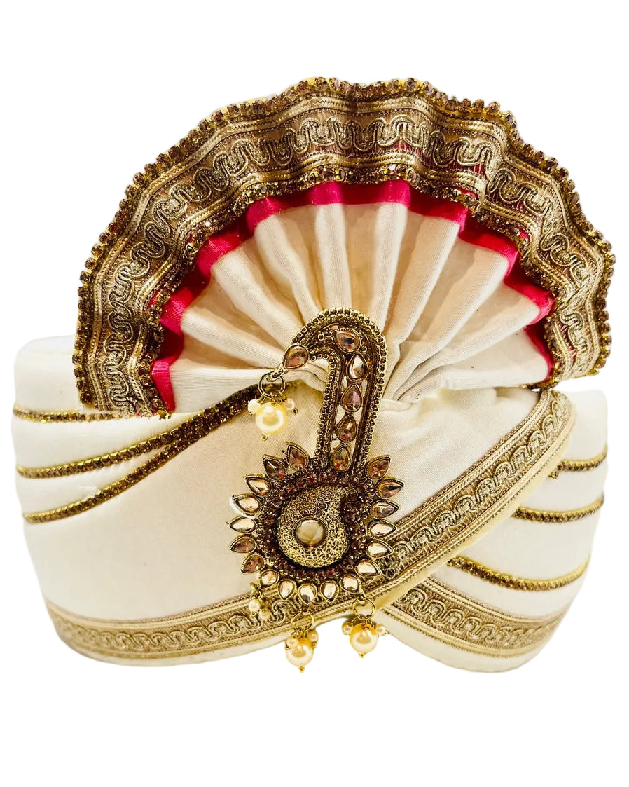 Cream & Gold Color Turban