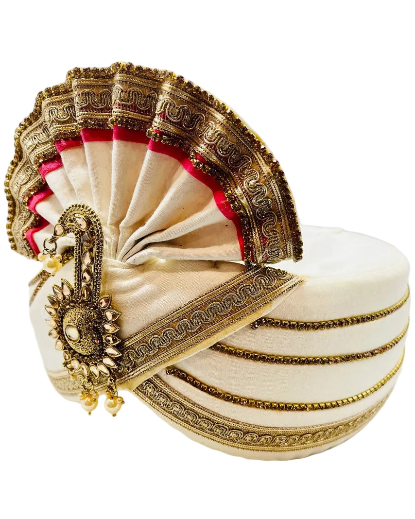 Cream & Gold Color Turban