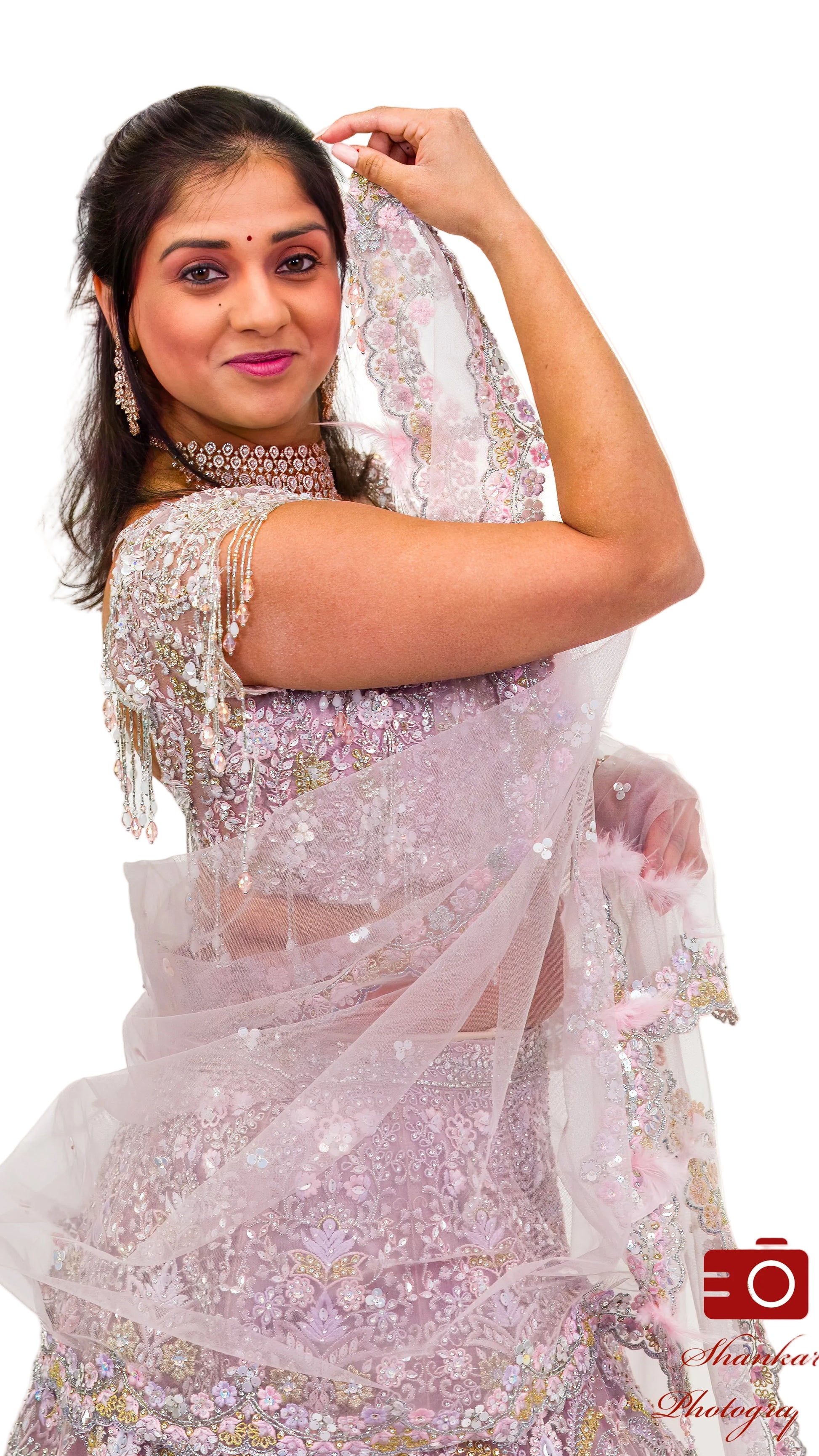 Light Lavender Bridal Lehnga with Beaded Fringe