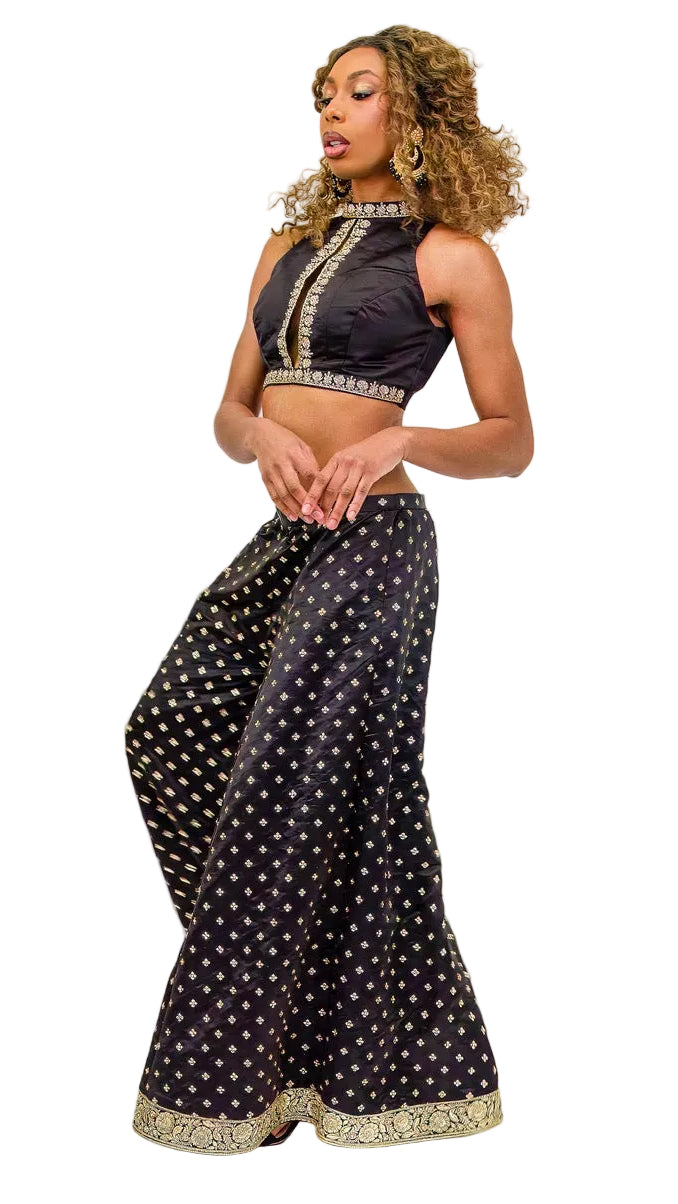 Black Wide-Legged Palazzo Set