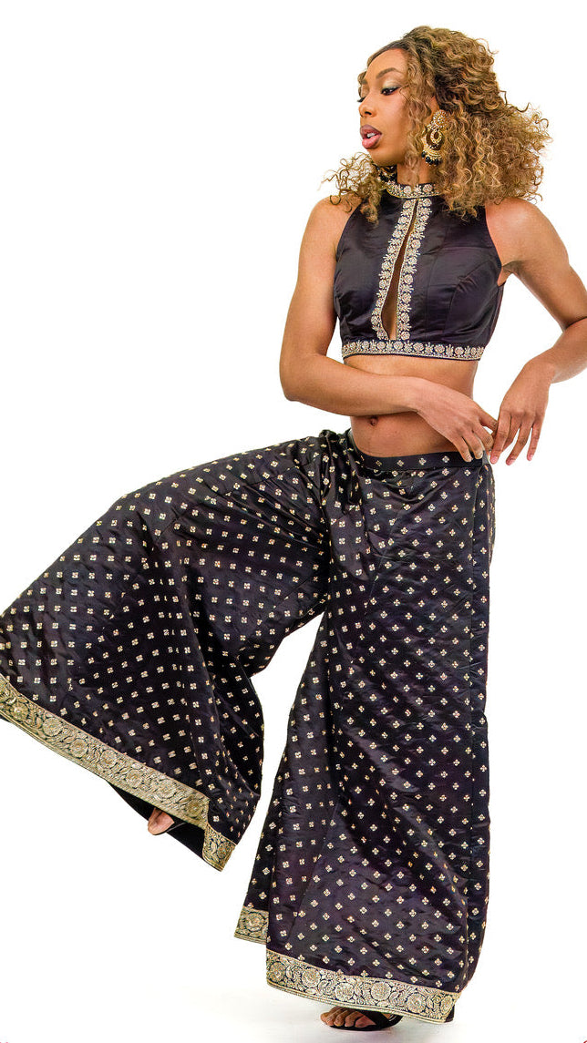 Black Wide-Legged Palazzo Set