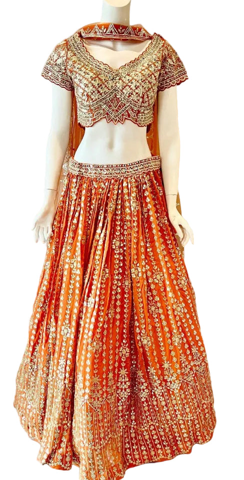 Orange Georgette Lehnga
