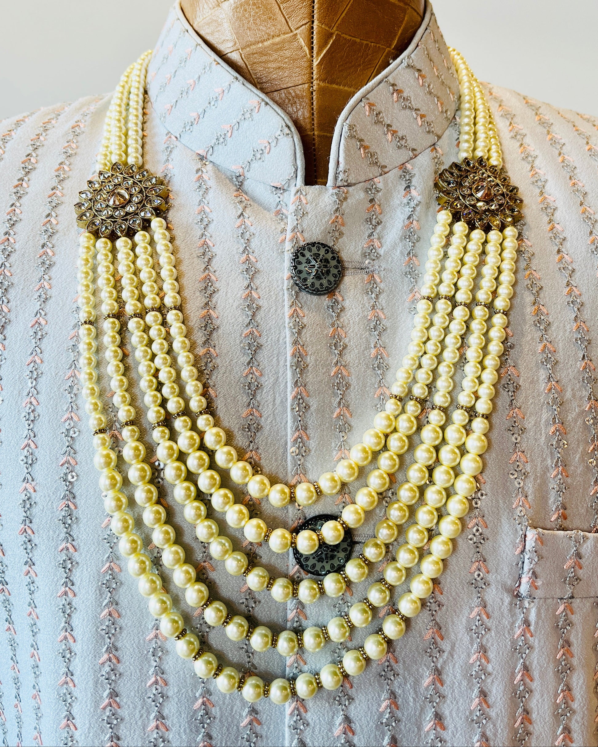 5-Layered Pearl Necklace For Groom