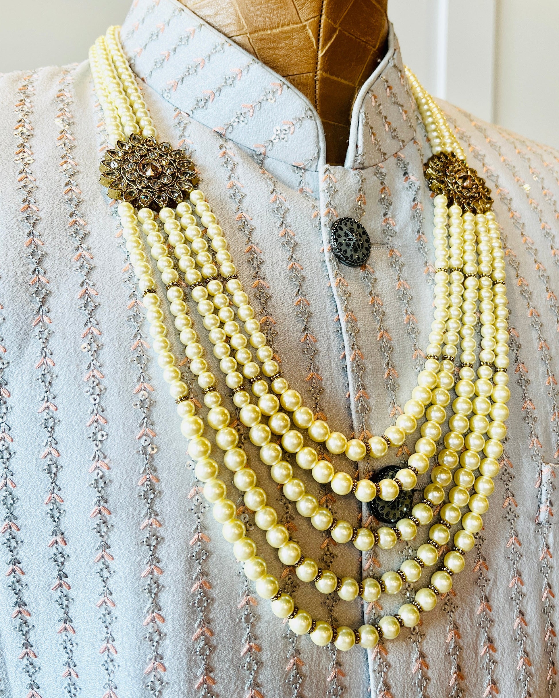 5-Layered Pearl Necklace For Groom