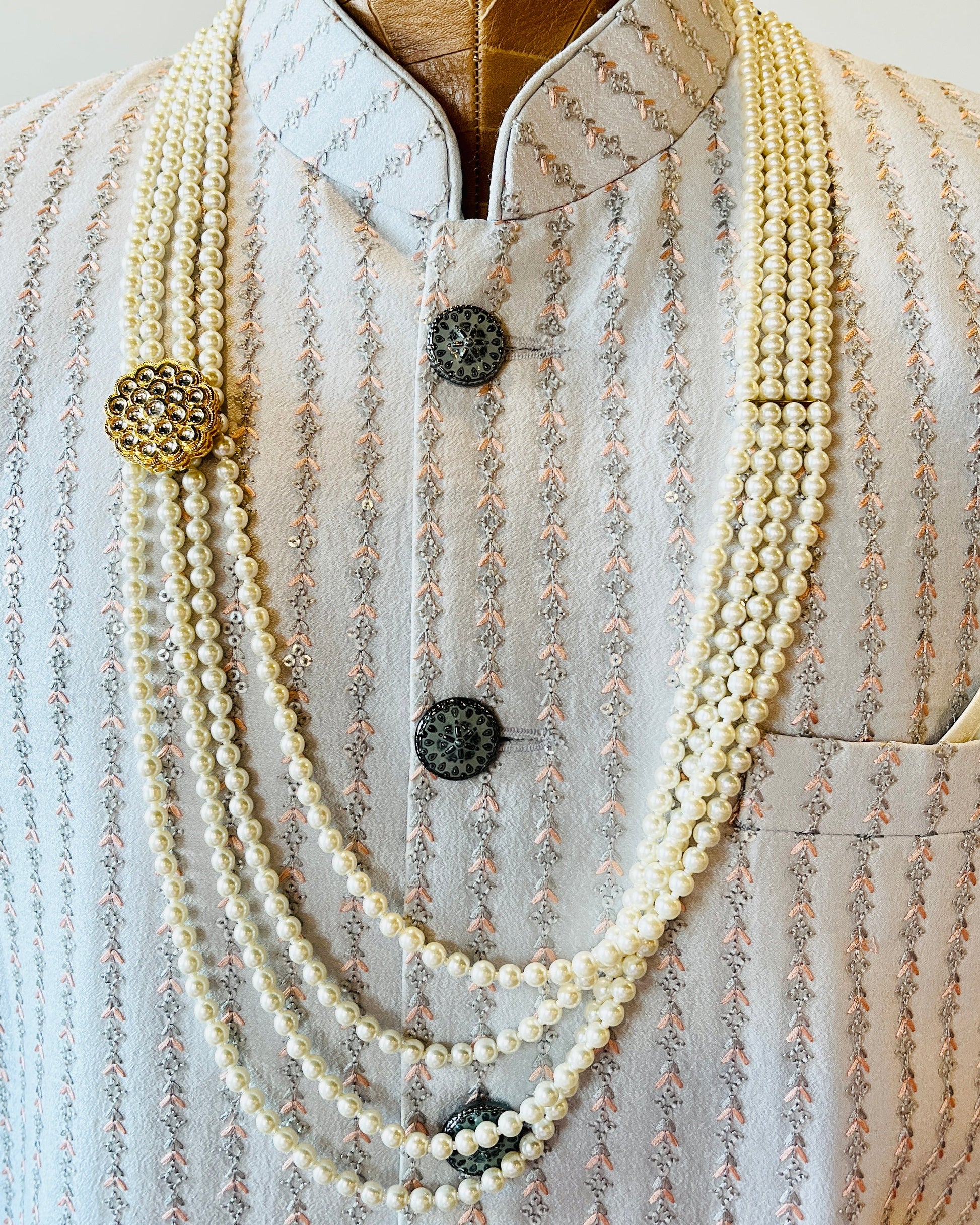 4-Layered Pearl Necklace For Groom