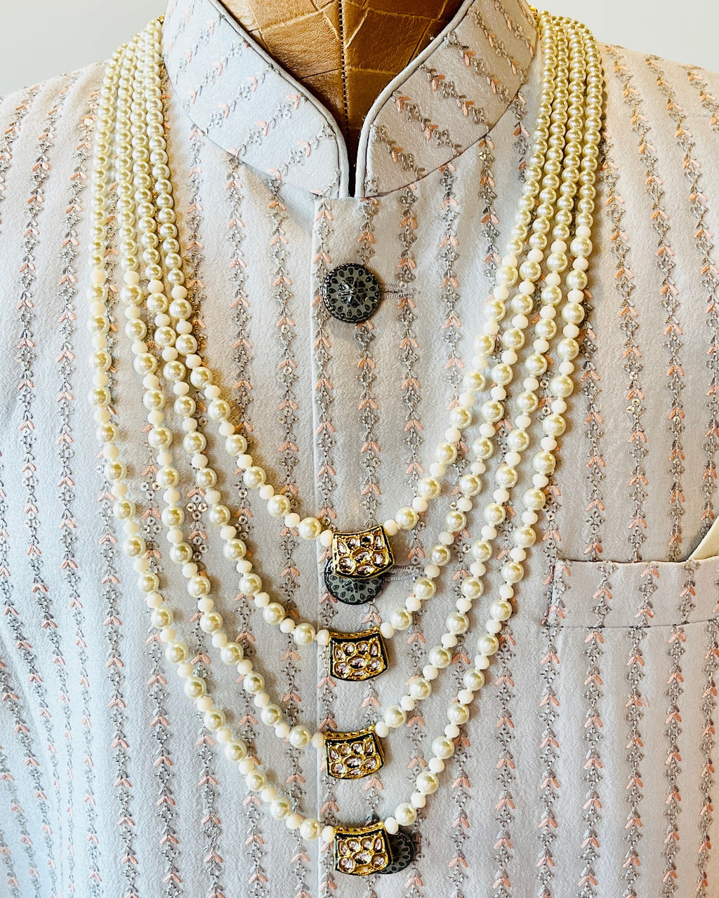 4-Layered Pearl Necklace For Groom