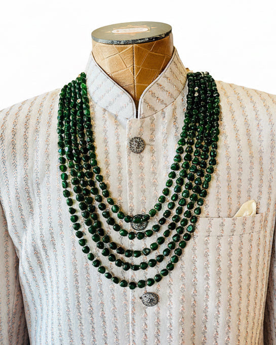 5-Layered Green Beads Set For Grooms
