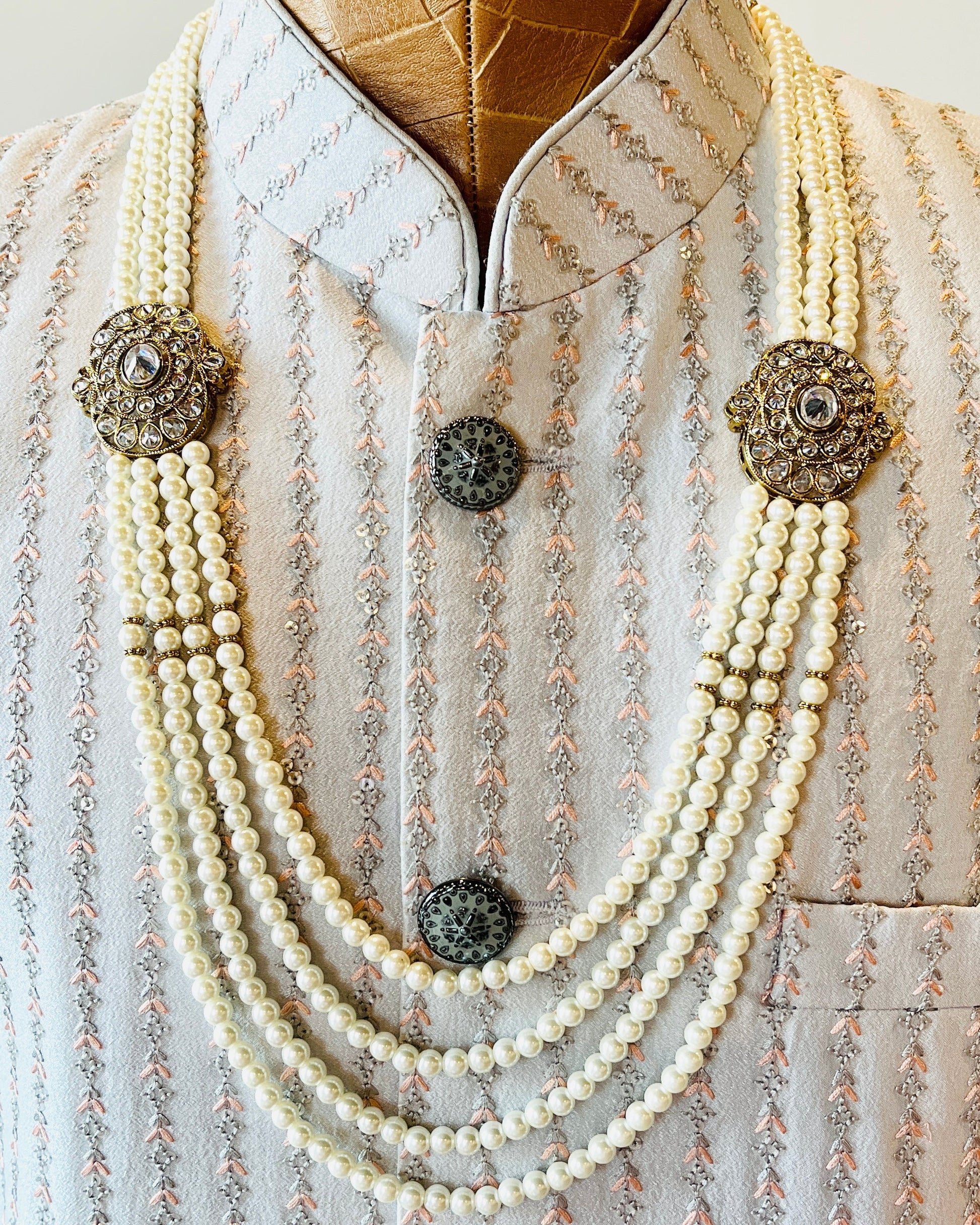 4-Layered Pearl Necklace For Groom