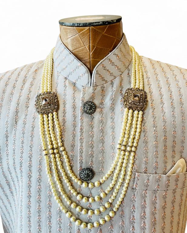 4-Layered Fancy Pearl Groom Set