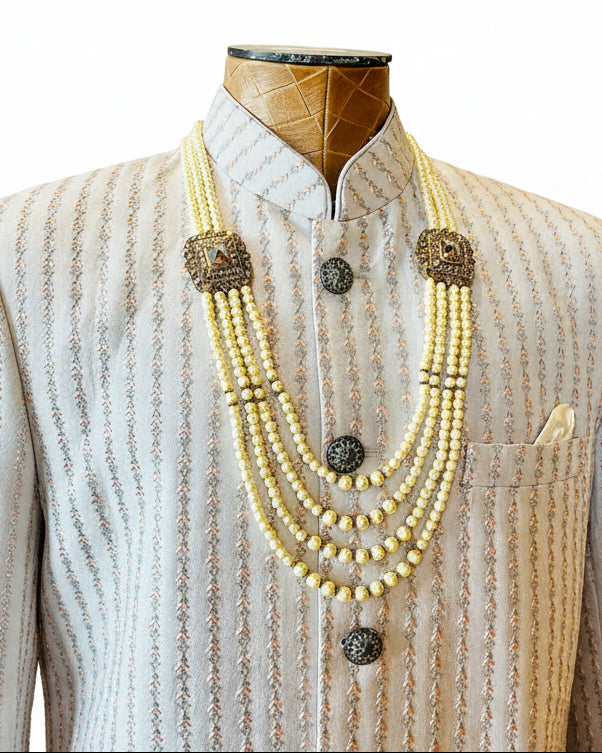 4-Layered Fancy Pearl Groom Set