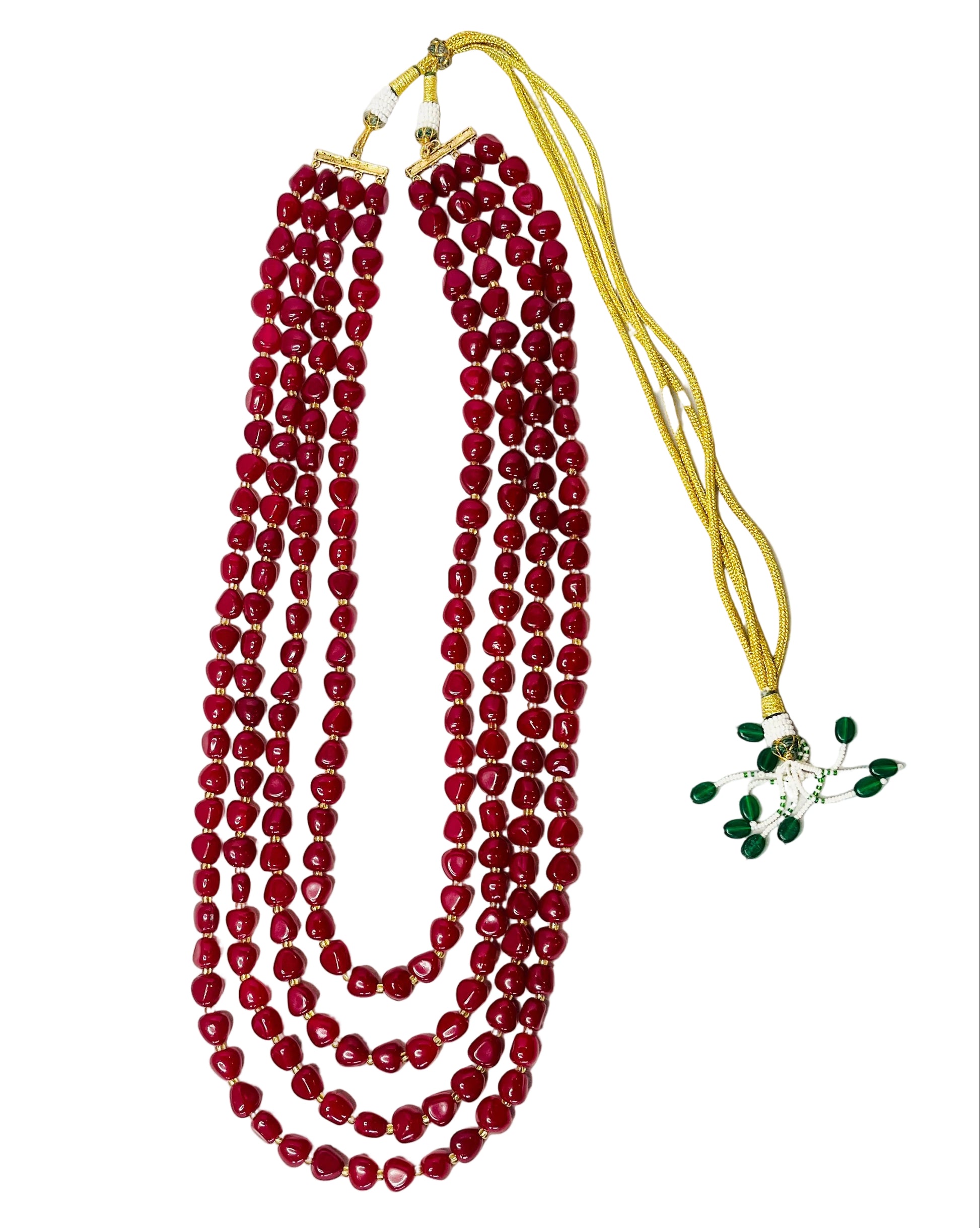 4-Layered Maroon Beads Set For Groom