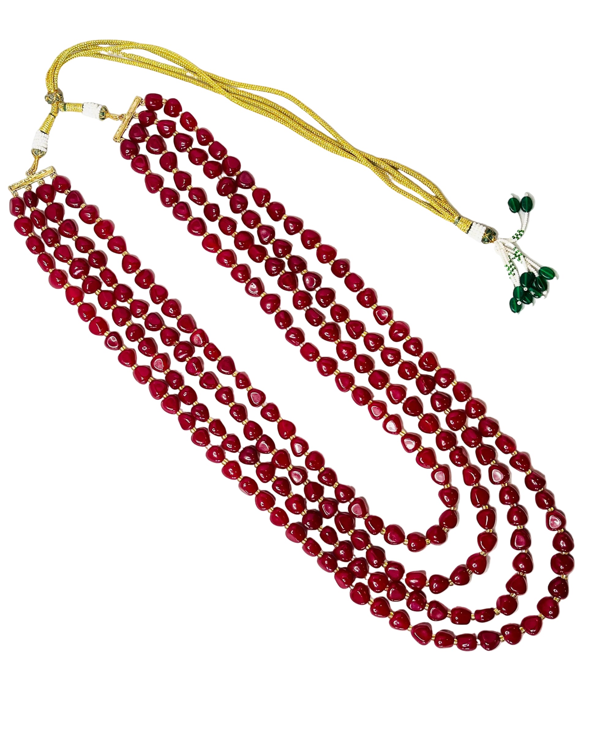 4-Layered Maroon Beads Set For Groom