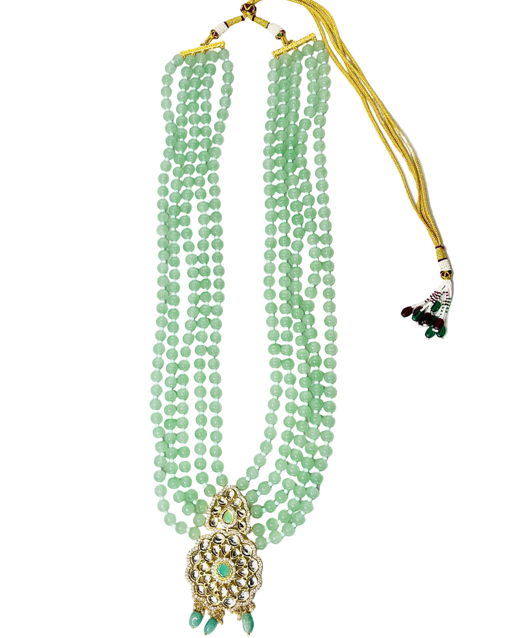 5-Layered Light Green Bead Set For Groom