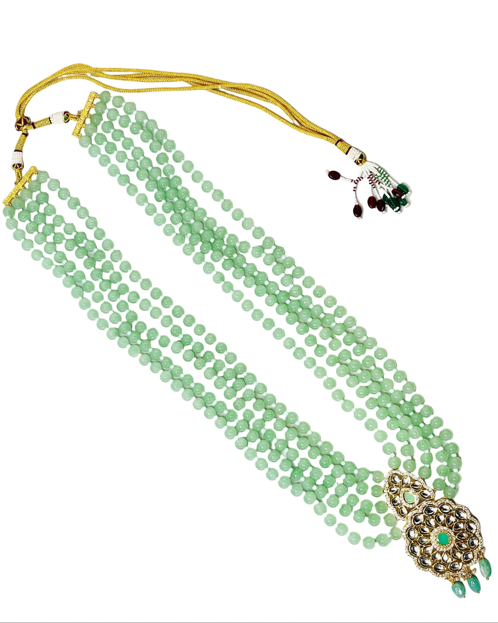 5-Layered Light Green Bead Set For Groom
