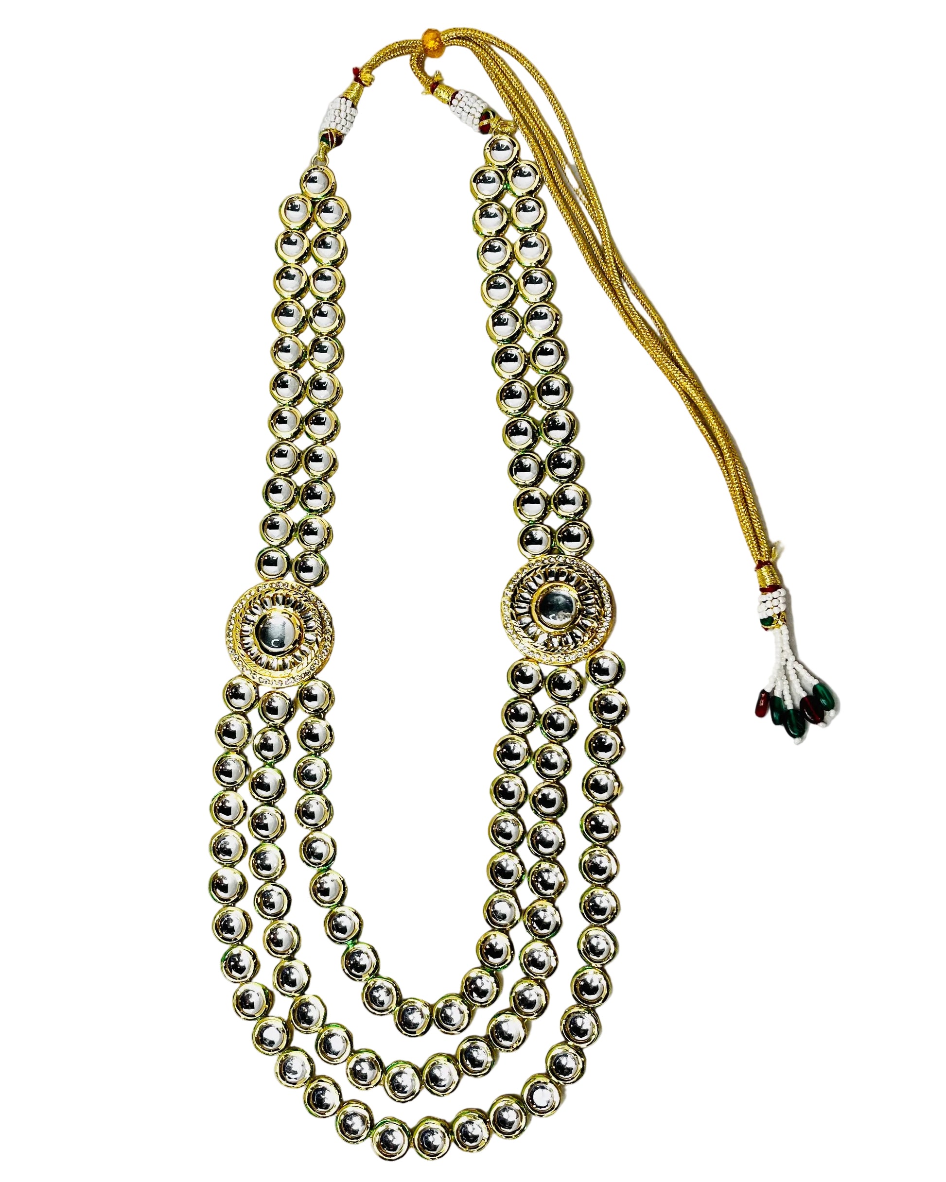 3-Layered Gold Kundan Set For Groom