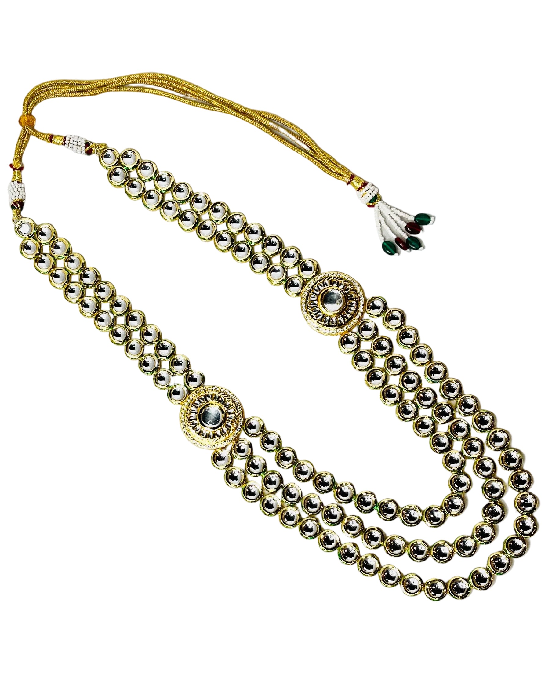 3-Layered Gold Kundan Set For Groom