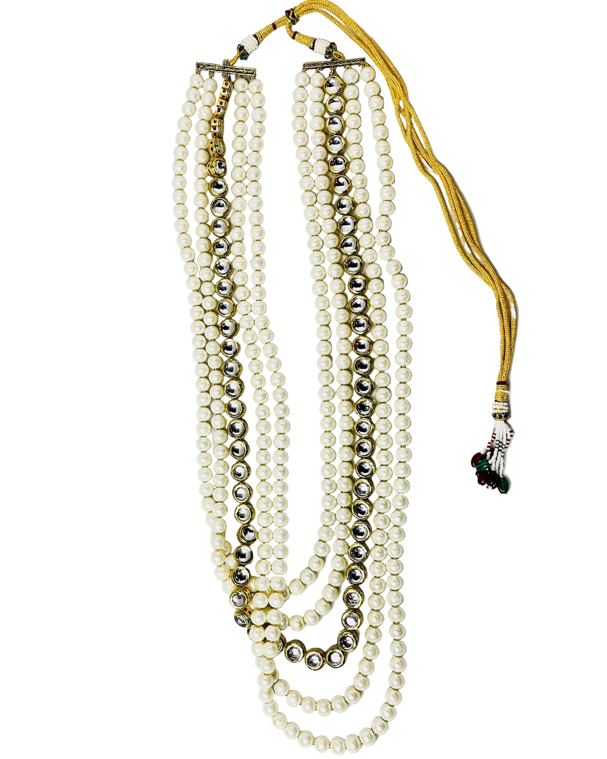 5-Layered Pearl & Kundan Necklace For Groom