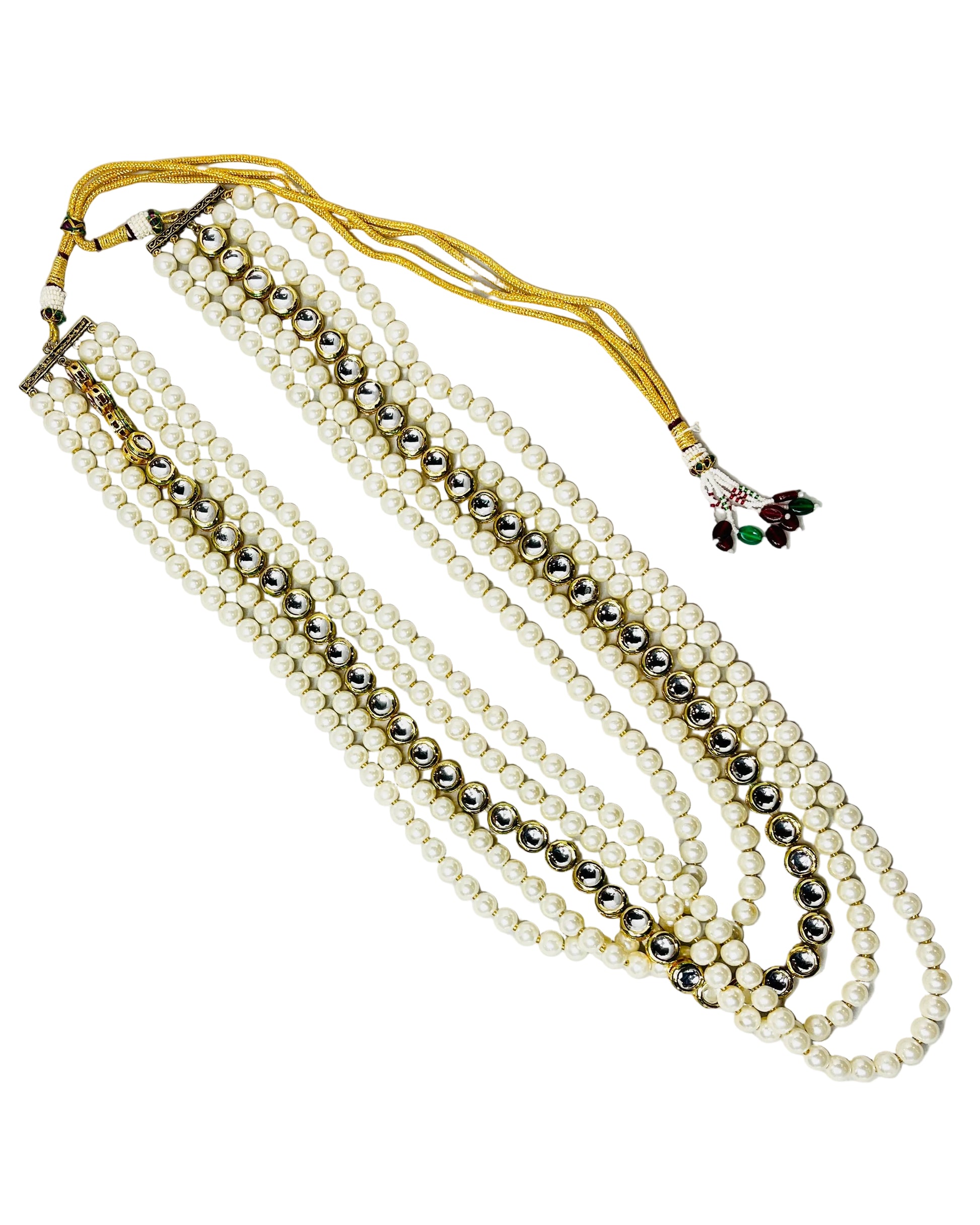 5-Layered Pearl & Kundan Necklace For Groom