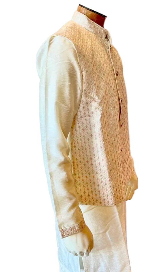 White Kurta Vest Set
