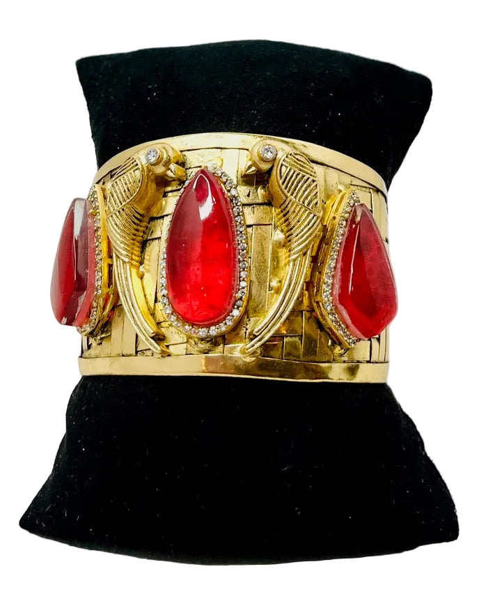 Sabyasachi Inspired Gold & Red Stone Bracelet