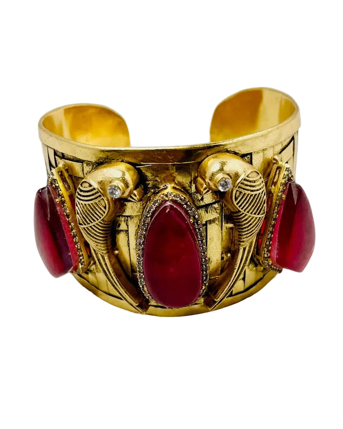 Sabyasachi Inspired Gold & Red Stone Bracelet