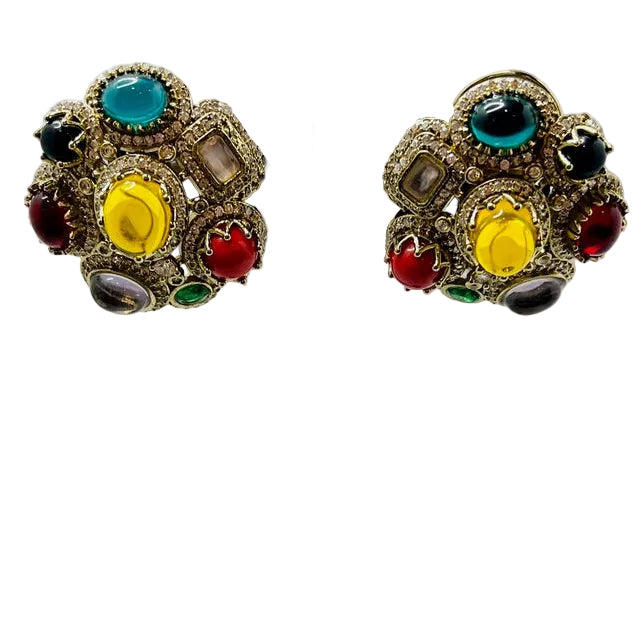 Sabyasachi Inspired Multi-Color Gemstone Earrings