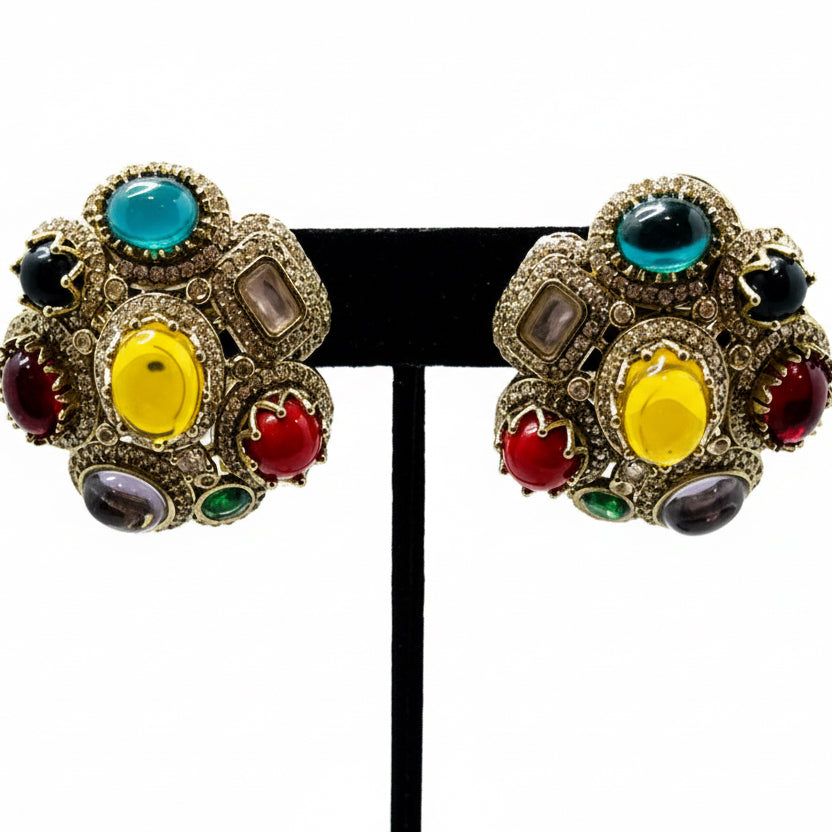 Sabyasachi Inspired Multi-Color Gemstone Earrings