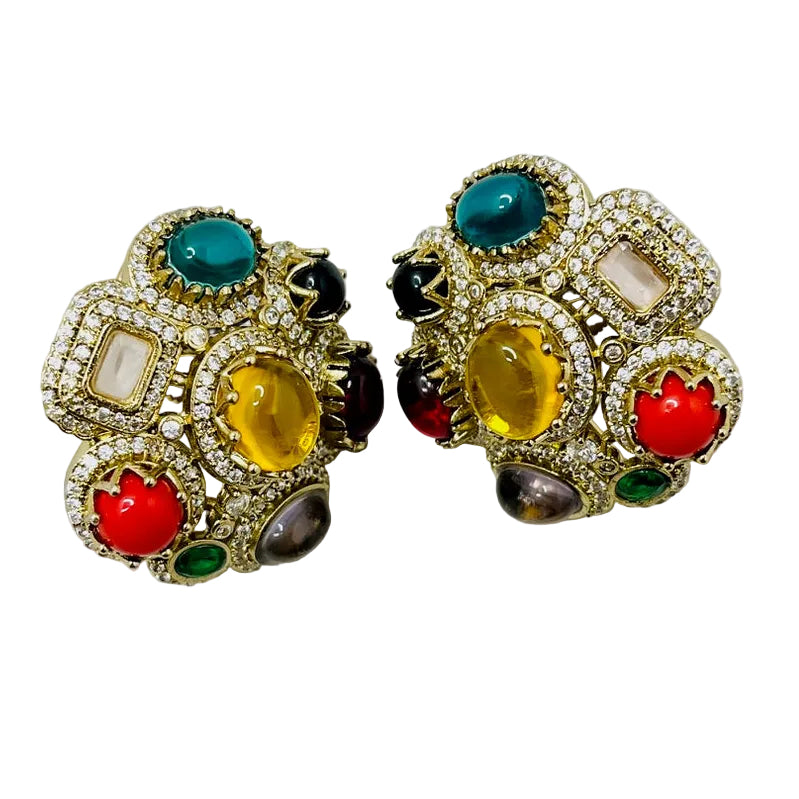 Sabyasachi Inspired Multi-Color Gemstone Earrings