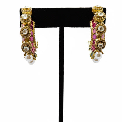 Sabyasachi Inspired Pink Stone Kundan Earrings