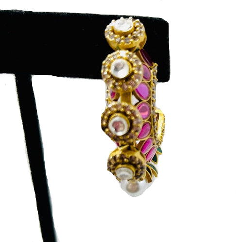 Sabyasachi Inspired Pink Stone Kundan Earrings