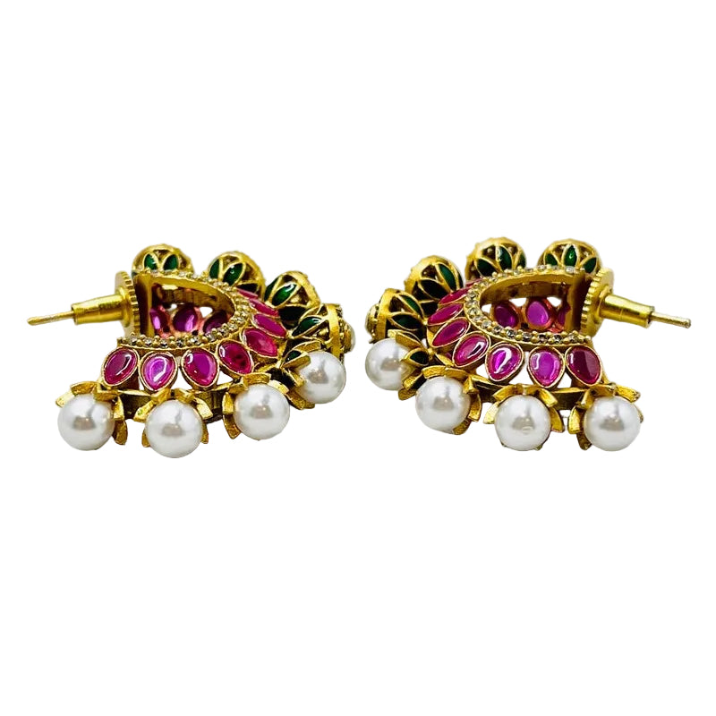 Sabyasachi Inspired Pink Stone Kundan Earrings