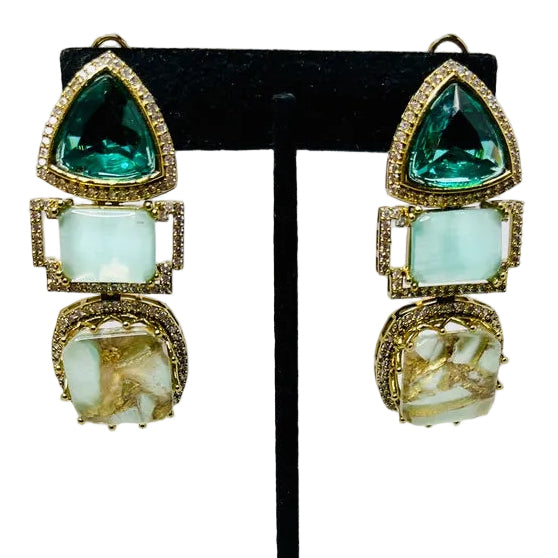 Sabyasachi Inspired Multi-Stone Drop Earrings